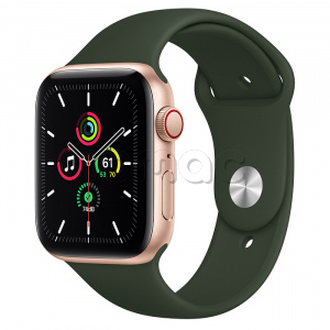 Купить Apple Watch SE // 44мм GPS + Cellular // Корпус из алюминия золотого цвета, спортивный ремешок цвета «Кипрский зелёный» (2020)