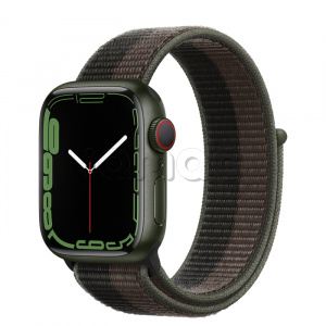 Купить Apple Watch Series 7 // 41мм GPS + Cellular // Корпус из алюминия зеленого цвета, спортивный браслет цвета «сумрачный торнадо/серый»