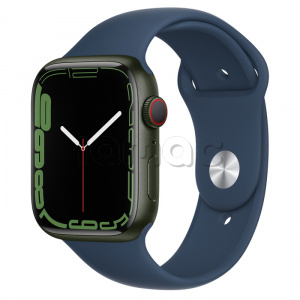 Купить Apple Watch Series 7 // 45мм GPS + Cellular // Корпус из алюминия зеленого цвета, спортивный ремешок цвета «синий омут»