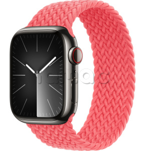 Купить Apple Watch Series 9 // 41мм GPS+Cellular // Корпус из нержавеющей стали графитового цвета, плетёный монобраслет цвета "розовая гуава"