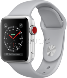 Купить Apple Watch Series 3 // 42мм GPS + Cellular // Корпус из серебристого алюминия, спортивный ремешок дымчатого цвета (MQK12)