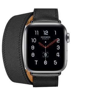 Купить Apple Watch Series 5 Hermès // 40мм GPS + Cellular // Корпус из нержавеющей стали, ремешок Double Tour из кожи Swift цвета Noir 