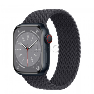 Купить Apple Watch Series 8 // 41мм GPS + Cellular // Корпус из алюминия цвета "темная ночь", плетёный монобраслет цвета "темная ночь"