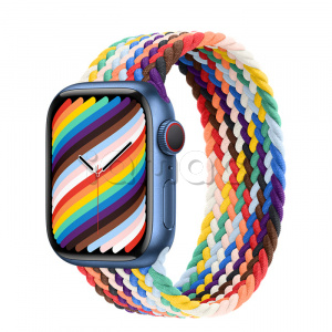 Купить Apple Watch Series 7 // 41мм GPS + Cellular // Корпус из алюминия синего цвета, плетёный монобраслет радужного цвета