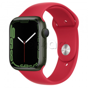 Купить Apple Watch Series 7 // 45мм GPS // Корпус из алюминия зеленого цвета, спортивный ремешок цвета (PRODUCT)RED