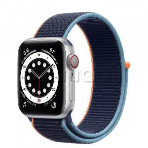 Купить Apple Watch Series 6 // 40мм GPS + Cellular // Корпус из алюминия серебристого цвета, спортивный браслет цвета «Тёмный ультрамарин»