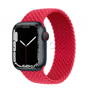 Купить Apple Watch Series 7 // 41мм GPS + Cellular // Корпус из алюминия цвета «тёмная ночь», плетёный монобраслет цвета (PRODUCT)RED