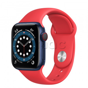 Купить Apple Watch Series 6 // 40мм GPS + Cellular // Корпус из алюминия синего цвета, спортивный ремешок цвета (PRODUCT)RED