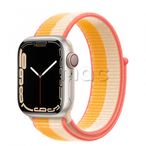 Купить Apple Watch Series 7 // 41мм GPS + Cellular // Корпус из алюминия цвета «сияющая звезда», спортивный браслет цвета «спелый маис/белый»