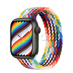 Купить Apple Watch Series 7 // 41мм GPS + Cellular // Корпус из алюминия зеленого цвета, плетёный монобраслет радужного цвета