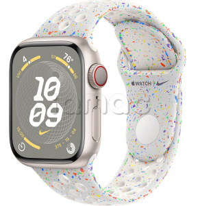 Купить Apple Watch Series 9 // 41мм GPS+Cellular // Корпус из алюминия цвета "сияющая звезда", спортивный ремешок Nike цвета "чистая платина"