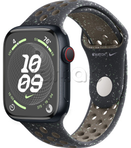 Купить Apple Watch Series 9 // 45мм GPS+Cellular // Корпус из алюминия цвета "темная ночь", спортивный ремешок Nike цвета "полуночное небо"