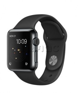 Купить Apple Watch 38 мм, нержавеющая сталь цвета «чёрный космос», чёрный спортивный ремешок