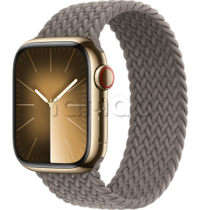 Купить Apple Watch Series 9 // 41мм GPS+Cellular // Корпус из нержавеющей стали золотого цвета, плетёный монобраслет цвета "глина"