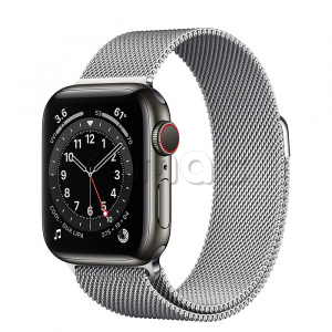 Купить Apple Watch Series 6 // 40мм GPS + Cellular // Корпус из нержавеющей стали графитового цвета, миланский сетчатый браслет серебристого цвета