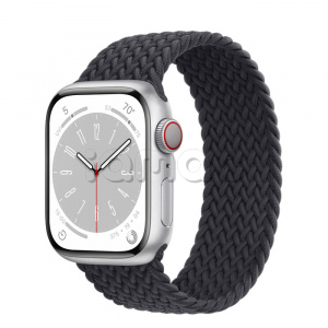 Купить Apple Watch Series 8 // 41мм GPS + Cellular // Корпус из алюминия серебристого цвета, плетёный монобраслет цвета "темная ночь"