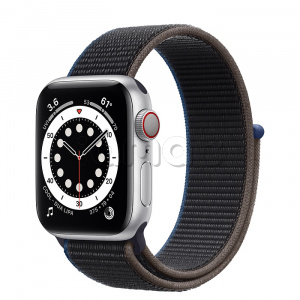 Купить Apple Watch Series 6 // 40мм GPS + Cellular // Корпус из алюминия серебристого цвета, спортивный браслет угольного цвета