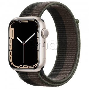 Купить Apple Watch Series 7 // 45мм GPS // Корпус из алюминия цвета «сияющая звезда», спортивный браслет цвета «сумрачный торнадо/серый»