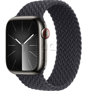 Купить Apple Watch Series 9 // 41мм GPS+Cellular // Корпус из нержавеющей стали графитового цвета, плетёный монобраслет цвета "темная ночь"