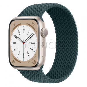 Купить Apple Watch Series 8 // 45мм GPS // Корпус из алюминия цвета "сияющая звезда", плетёный монобраслет цвета "тропический лес"