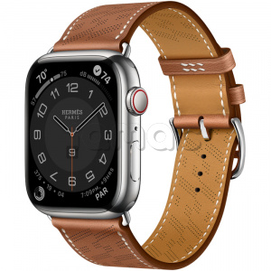 Купить Apple Watch Series 8 Hermès // 45мм GPS + Cellular // Корпус из нержавеющей стали серебристого цвета, ремешок Single Tour H Diagonal цвета Gold