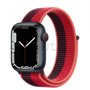 Купить Apple Watch Series 7 // 41мм GPS + Cellular // Корпус из алюминия цвета «тёмная ночь», спортивный браслет цвета (PRODUCT)RED