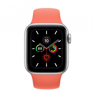 Купить Apple Watch Series 5 // 40мм GPS + Cellular // Корпус из алюминия серебристого цвета, спортивный ремешок цвета «спелый клементин»