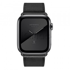 Купить Apple Watch Series 5 Hermès // 44мм GPS + Cellular // Корпус из нержавеющей стали цвета "серый космос", ремешок Single Tour из кожи Swift цвета Noir 