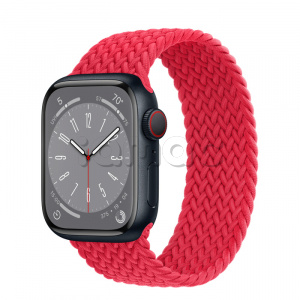 Купить Apple Watch Series 8 // 41мм GPS + Cellular // Корпус из алюминия цвета "темная ночь", плетёный монобраслет цвета (PRODUCT)RED