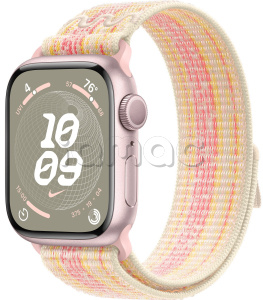 Купить Apple Watch Series 9 // 45мм GPS // Корпус из алюминия розового цвета, спортивный браслет Nike цвета "сияющая звезда/розовый"