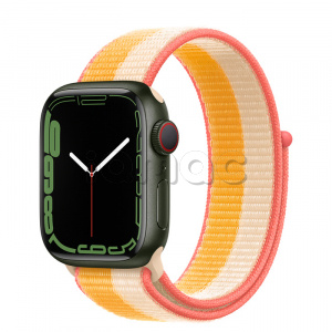 Купить Apple Watch Series 7 // 41мм GPS + Cellular // Корпус из алюминия зеленого цвета, спортивный браслет цвета «спелый маис/белый»