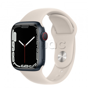 Купить Apple Watch Series 7 // 41мм GPS + Cellular // Корпус из алюминия цвета «тёмная ночь», спортивный ремешок цвета «сияющая звезда»
