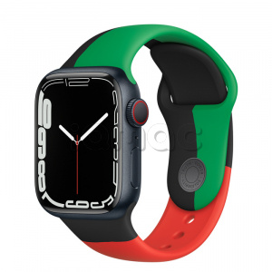 Купить Apple Watch Series 7 // 41мм GPS + Cellular // Корпус из алюминия цвета «тёмная ночь», спортивный ремешок цвета «Black Unity»