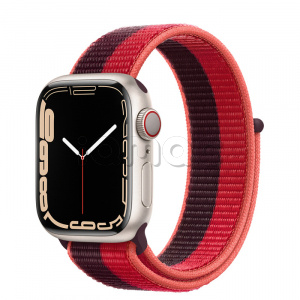 Купить Apple Watch Series 7 // 41мм GPS + Cellular // Корпус из алюминия цвета «сияющая звезда», спортивный браслет цвета (PRODUCT)RED