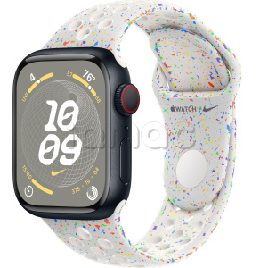 Купить Apple Watch Series 9 // 41мм GPS+Cellular // Корпус из алюминия цвета "темная ночь", спортивный ремешок Nike цвета "чистая платина"