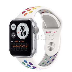 Купить Apple Watch Series 6 // 40мм GPS // Корпус из алюминия серебристого цвета, спортивный ремешок Nike радужного цвета