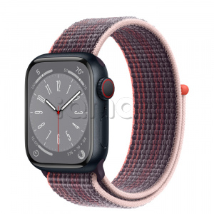 Купить Apple Watch Series 8 // 41мм GPS + Cellular // Корпус из алюминия цвета "темная ночь", спортивный браслет цвета "бузина"