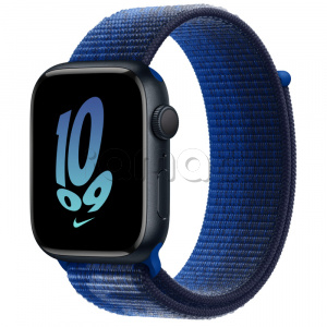 Купить Apple Watch Series 8 // 45мм GPS // Корпус из алюминия цвета "темная ночь", спортивный браслет Nike цвета "королевская игра/морская полночь"