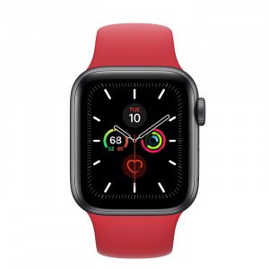 Купить Apple Watch Series 5 // 40мм GPS + Cellular // Корпус из алюминия цвета «серый космос», спортивный ремешок красного цвета