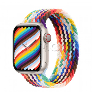 Купить Apple Watch Series 7 // 41мм GPS + Cellular // Корпус из алюминия цвета «сияющая звезда», плетёный монобраслет радужного цвета