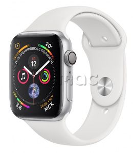 Купить Apple Watch Series 4 // 40мм GPS // Корпус из алюминия серебристого цвета, спортивный ремешок белого цвета (MU642)