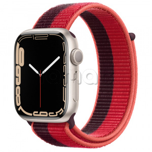Купить Apple Watch Series 7 // 45мм GPS // Корпус из алюминия цвета «сияющая звезда», спортивный браслет цвета (PRODUCT)RED