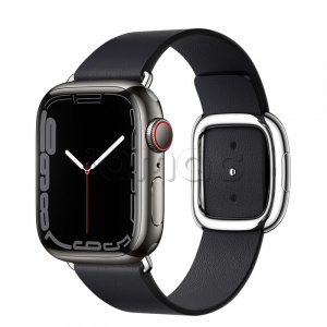 Купить Apple Watch Series 7 // 41мм GPS + Cellular // Корпус из нержавеющей стали графитового цвета, ремешок цвета «тёмная ночь» с современной пряжкой (Modern Buckle), размер ремешка L
