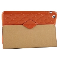 Чехол Jisoncase для iPad mini натуральная кожа со стеганым узором оранжевый