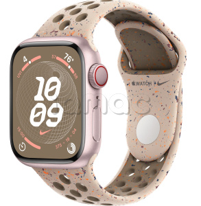 Купить Apple Watch Series 9 // 41мм GPS+Cellular // Корпус из алюминия розового цвета, спортивный ремешок Nike цвета "пустынный камень"