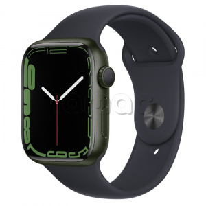 Купить Apple Watch Series 7 // 45мм GPS // Корпус из алюминия зеленого цвета, спортивный ремешок цвета «тёмная ночь»