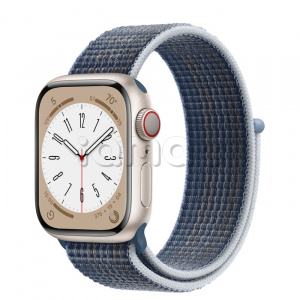 Купить Apple Watch Series 8 // 41мм GPS + Cellular // Корпус из алюминия цвета "сияющая звезда", спортивный браслет цвета "синий шторм"