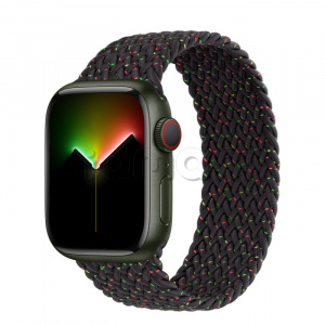 Купить Apple Watch Series 7 // 41мм GPS + Cellular // Корпус из алюминия зеленого цвета, плетёный монобраслет цвета «Black Unity»