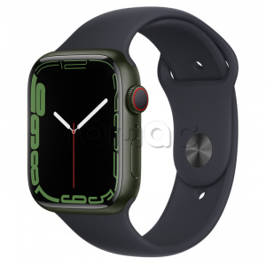 Купить Apple Watch Series 7 // 45мм GPS + Cellular // Корпус из алюминия зеленого цвета, спортивный ремешок цвета «тёмная ночь»