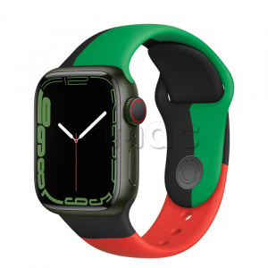 Купить Apple Watch Series 7 // 41мм GPS + Cellular // Корпус из алюминия зеленого цвета, спортивный ремешок цвета «Black Unity»